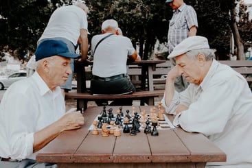 Edlerly men playing chess